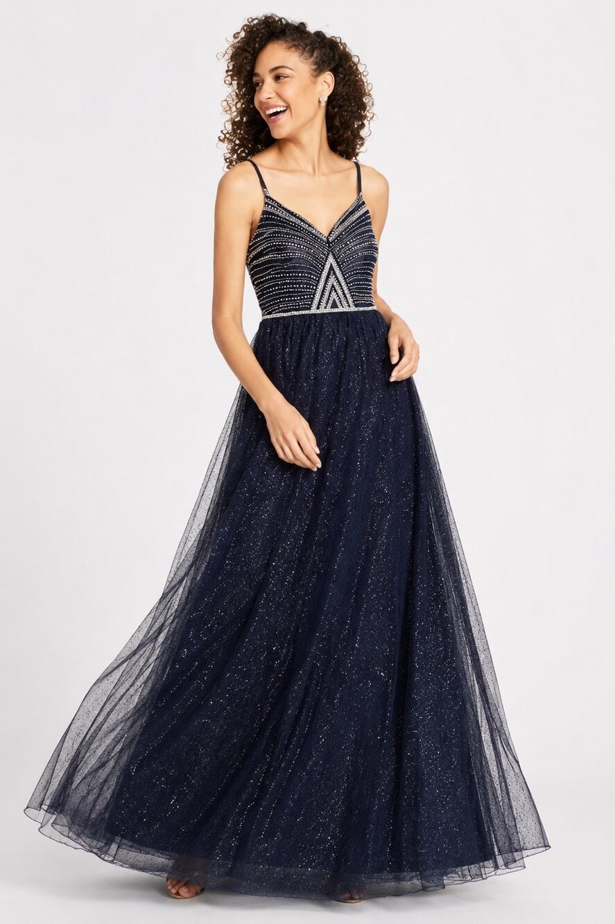 SAY YES TO THE PROM Navy Glitter Formal Gown | Size 15 | NWT